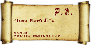 Plevo Manfréd névjegykártya